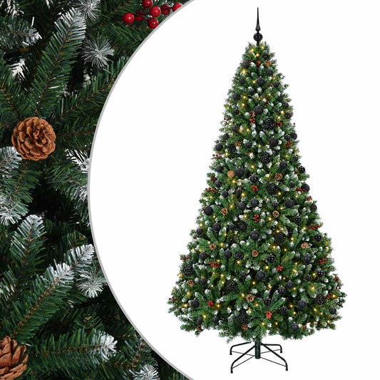 Artificial Christmas Tree Green with Bauble 180 cm 300 LEDs Green with Frosted Tips Ø 90 x 180 cm with 300 LEDs&black balls
