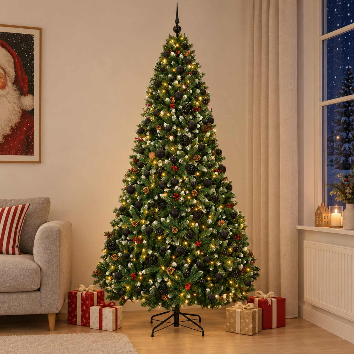 vidaXL Artificial Christmas Tree Green with Bauble 240 cm 300 LEDs 1