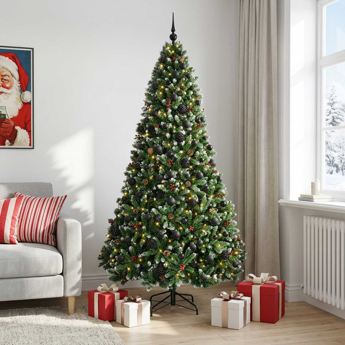 vidaXL Artificial Christmas Tree Green with Bauble 240 cm 300 LEDs 3