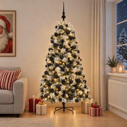 vidaXL Artificial Hinged Christmas Tree with Baubles 240 cm 300 LEDs 1