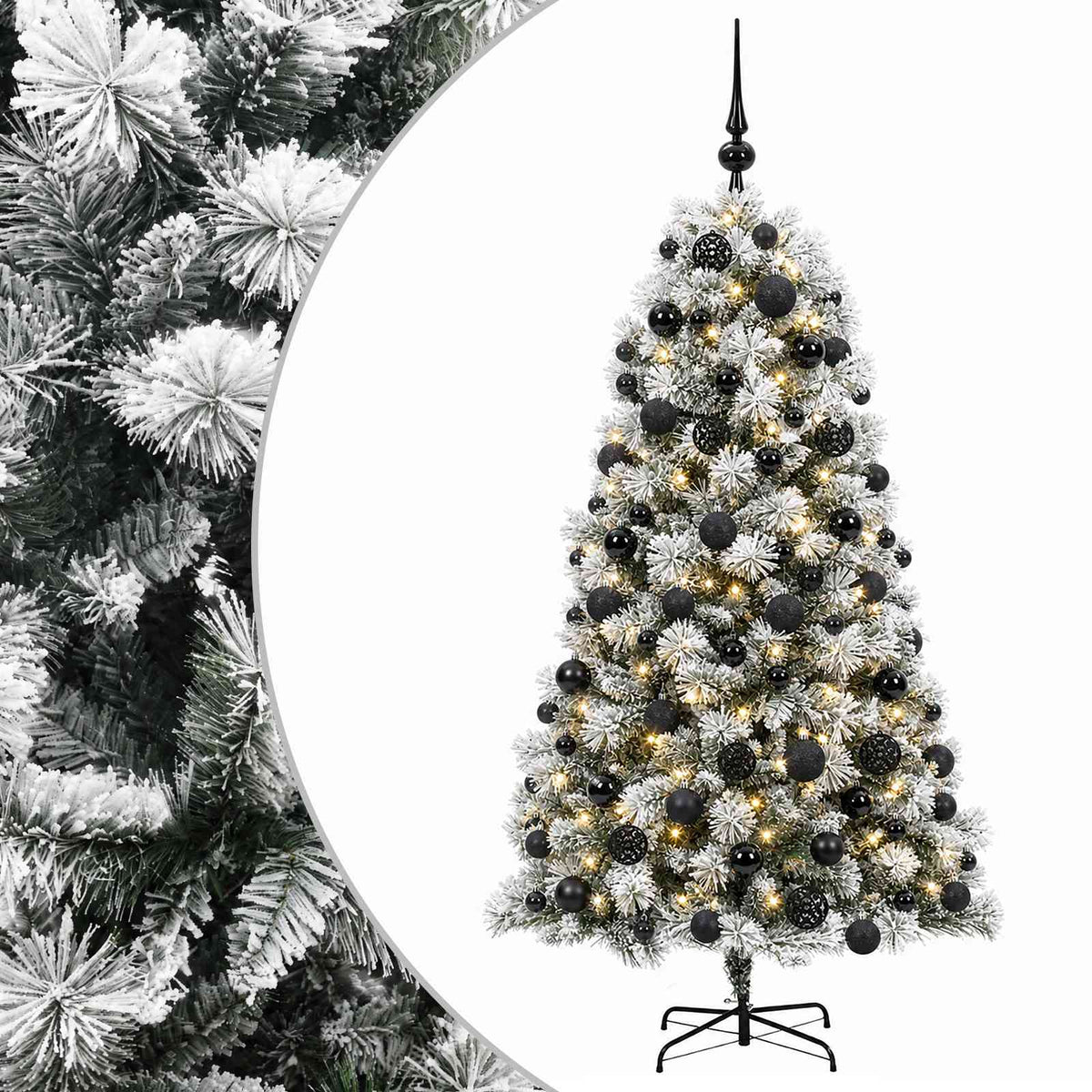 vidaXL Artificial Hinged Christmas Tree with Baubles 210 cm 300 LEDs 2