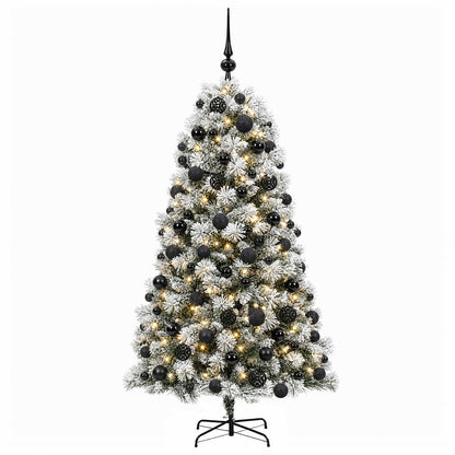 vidaXL Artificial Hinged Christmas Tree with Baubles 210 cm 300 LEDs 4
