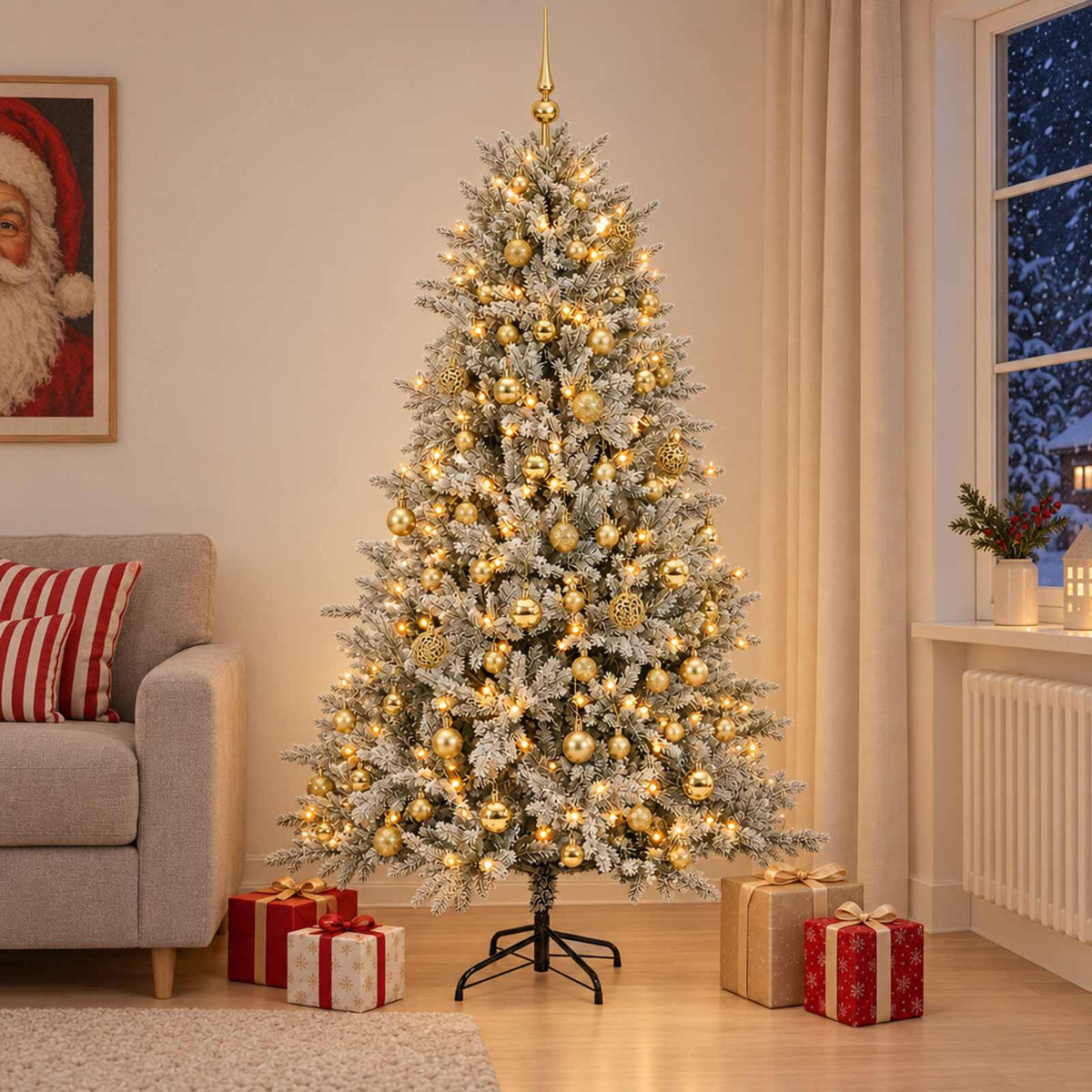 vidaXL Artificial Christmas Tree with Bauble 240 cm 300 LEDs 1