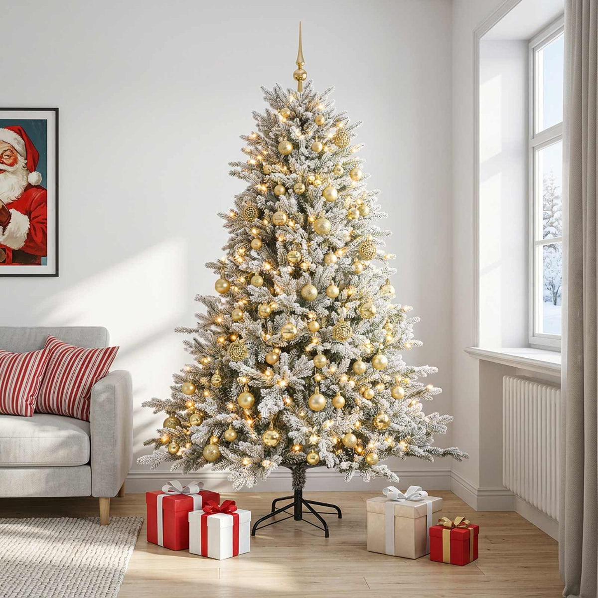 vidaXL Artificial Christmas Tree with Bauble 240 cm 300 LEDs 3