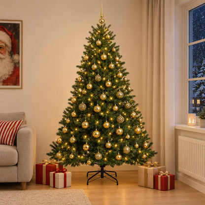 vidaXL Artificial Christmas Tree with Bauble 240 cm 300 LEDs 1