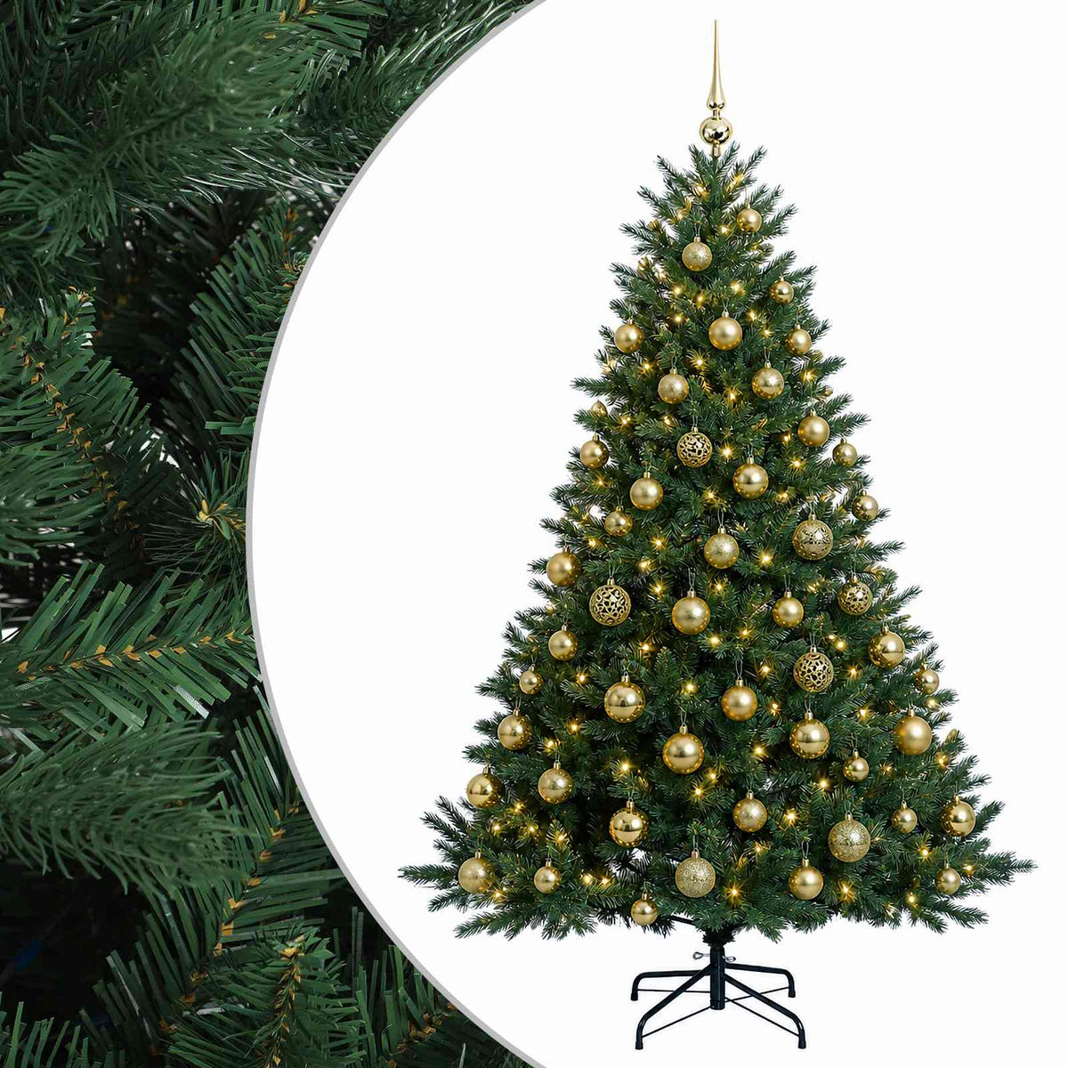 vidaXL Artificial Christmas Tree with Bauble 240 cm 300 LEDs 2