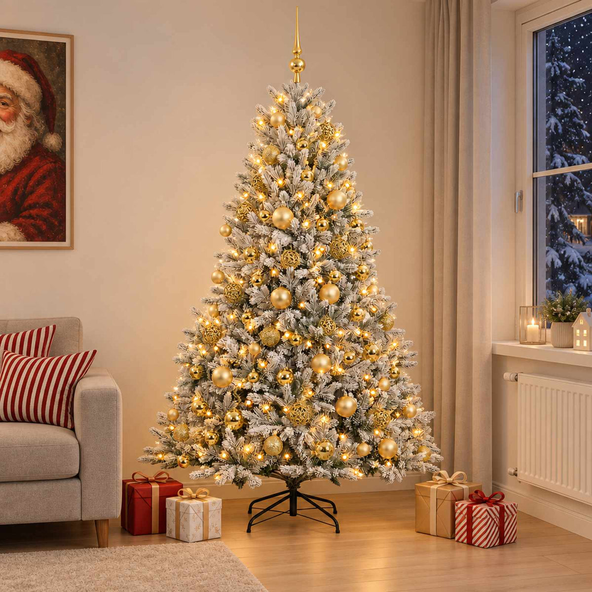 vidaXL Artificial Christmas Tree with Bauble 210 cm 300 LEDs 3