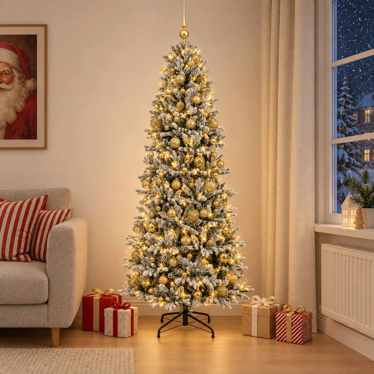 vidaXL Artificial Christmas Tree with Bauble 210 cm 300 LEDs 1