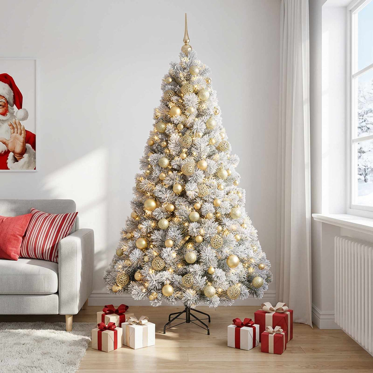 vidaXL Artificial Christmas Tree with Bauble 240 cm 300 LEDs 1