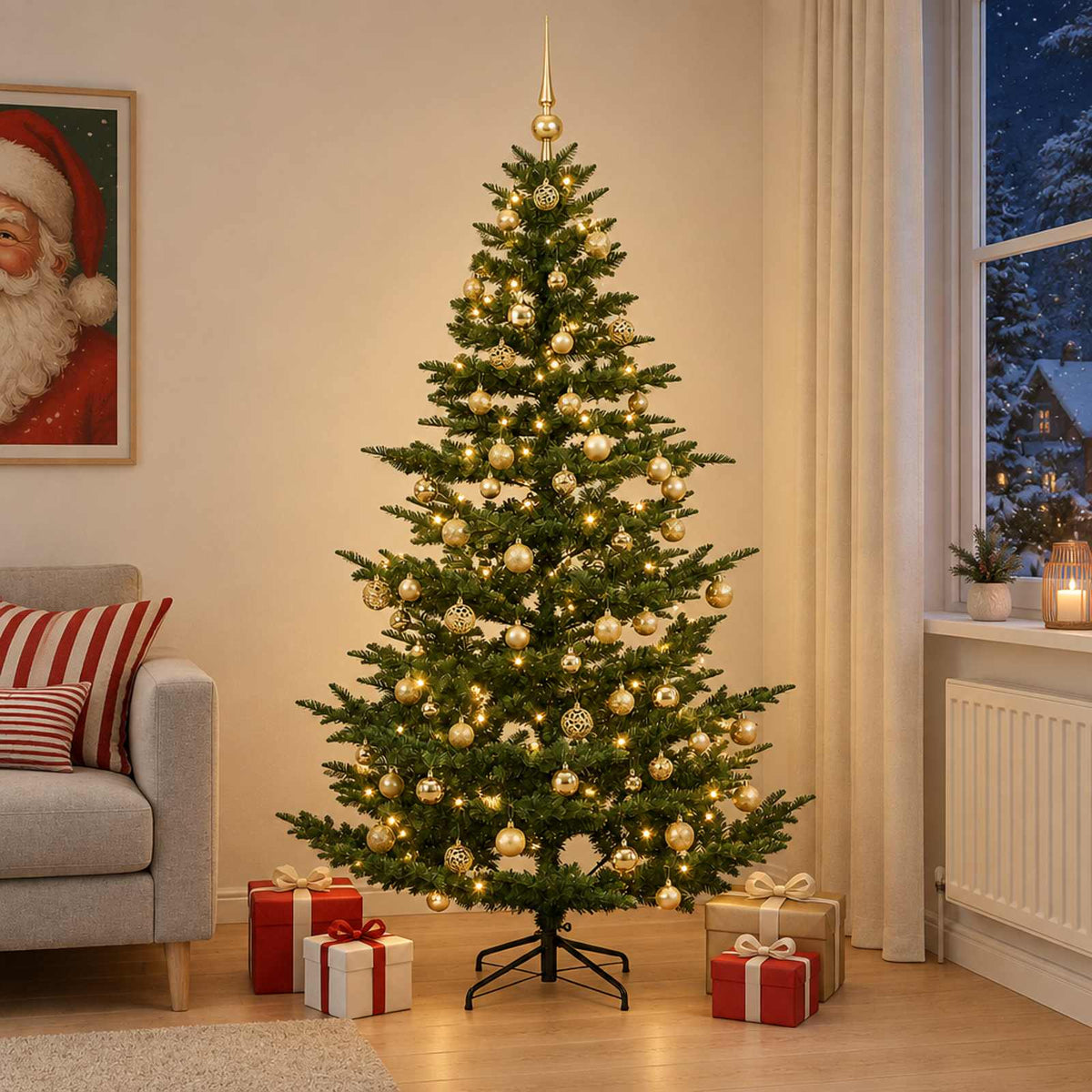 vidaXL Artificial Christmas Tree with Bauble 240 cm 300 LEDs 1