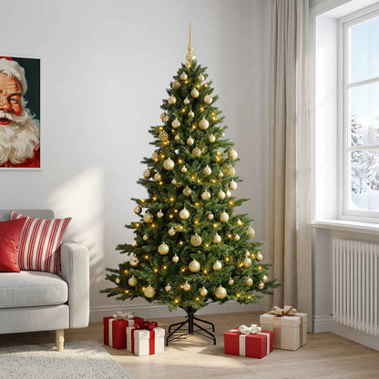Artificial Christmas Tree with Bauble 300 LEDs Height 210 cm with LEDs & gold balls