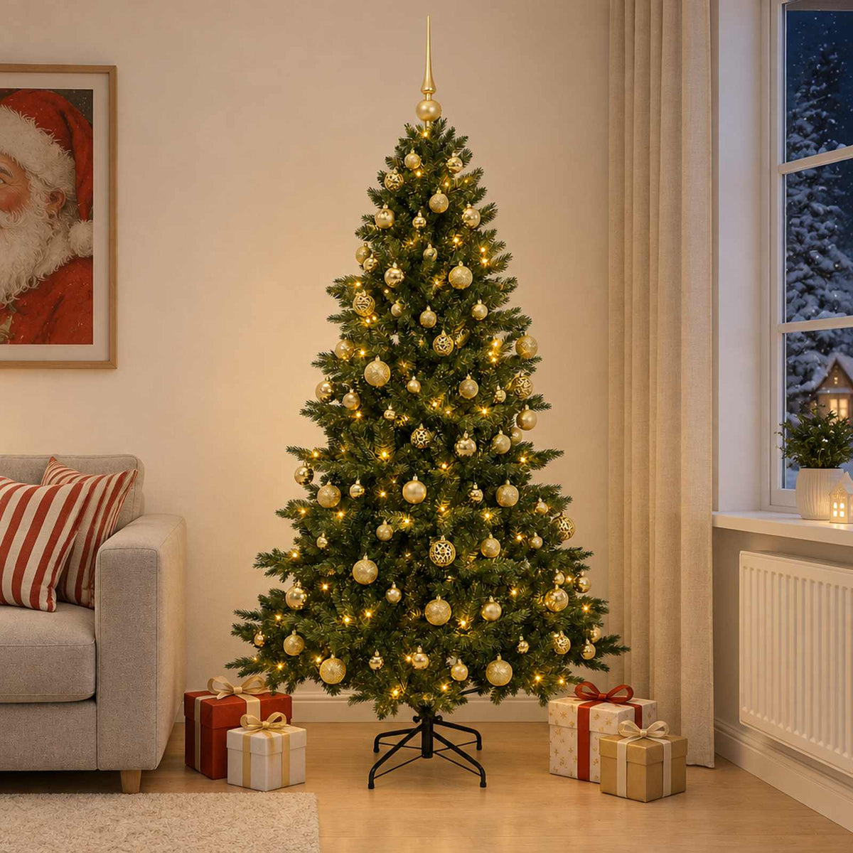 vidaXL Artificial Christmas Tree with Bauble 210 cm 300 LEDs 3
