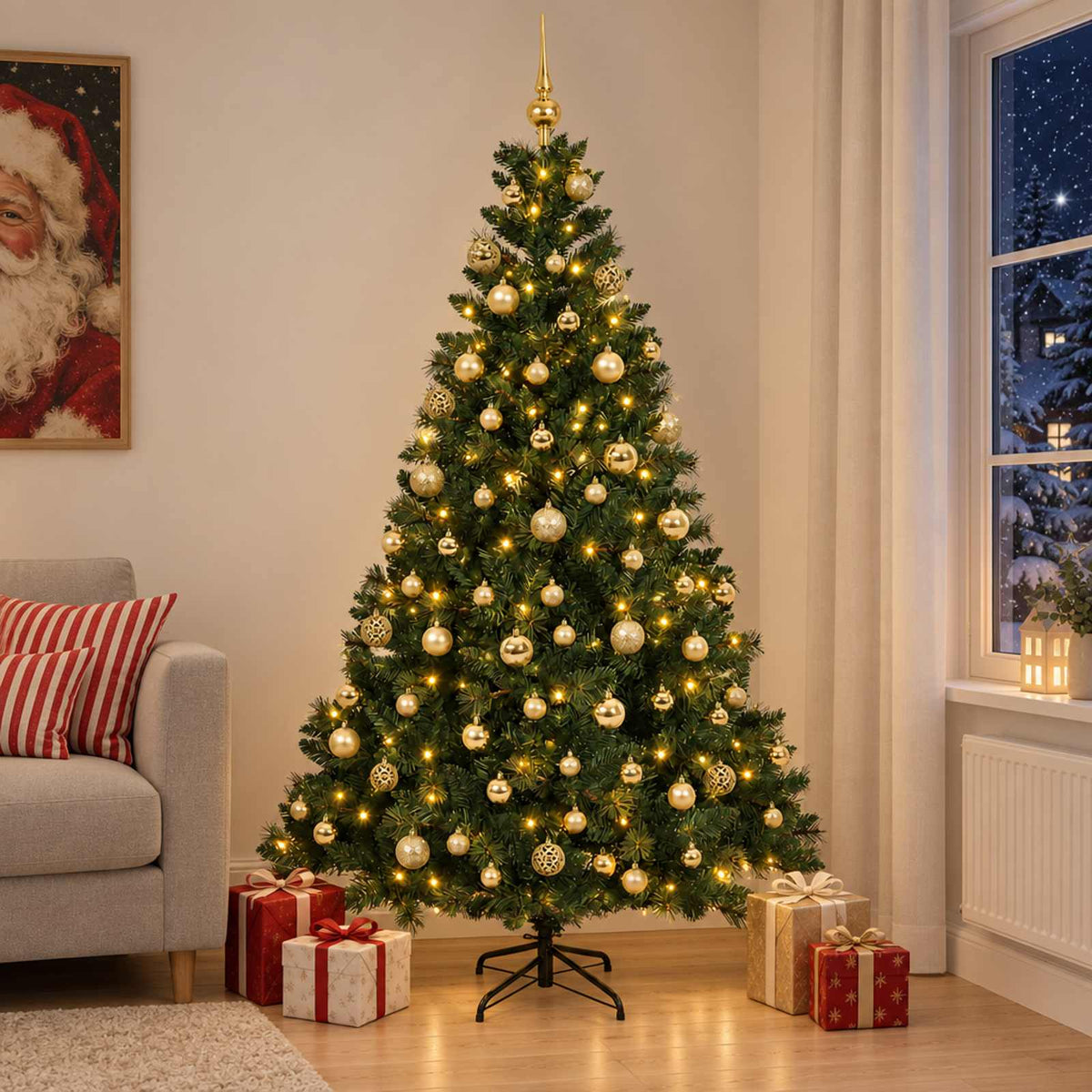 vidaXL Artificial Christmas Tree with Bauble 180 cm 300 LEDs 3