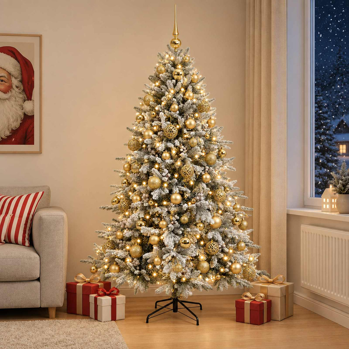 vidaXL Artificial Christmas Tree with Bauble 180 cm 300 LEDs 3