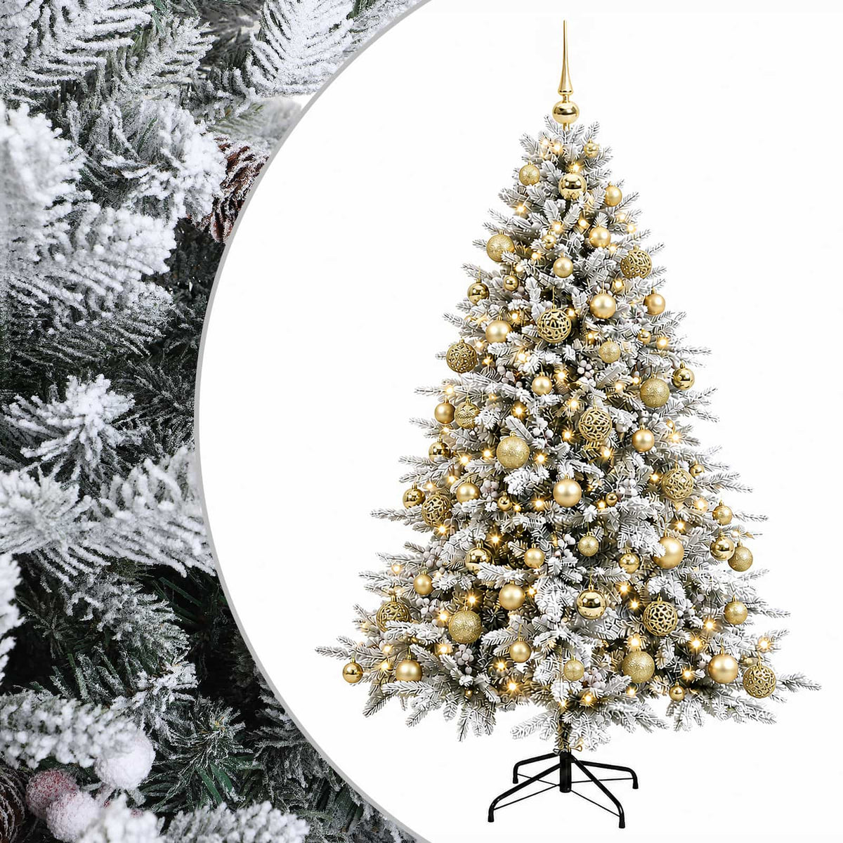 vidaXL Artificial Christmas Tree with Bauble 210 cm 300 LEDs 2