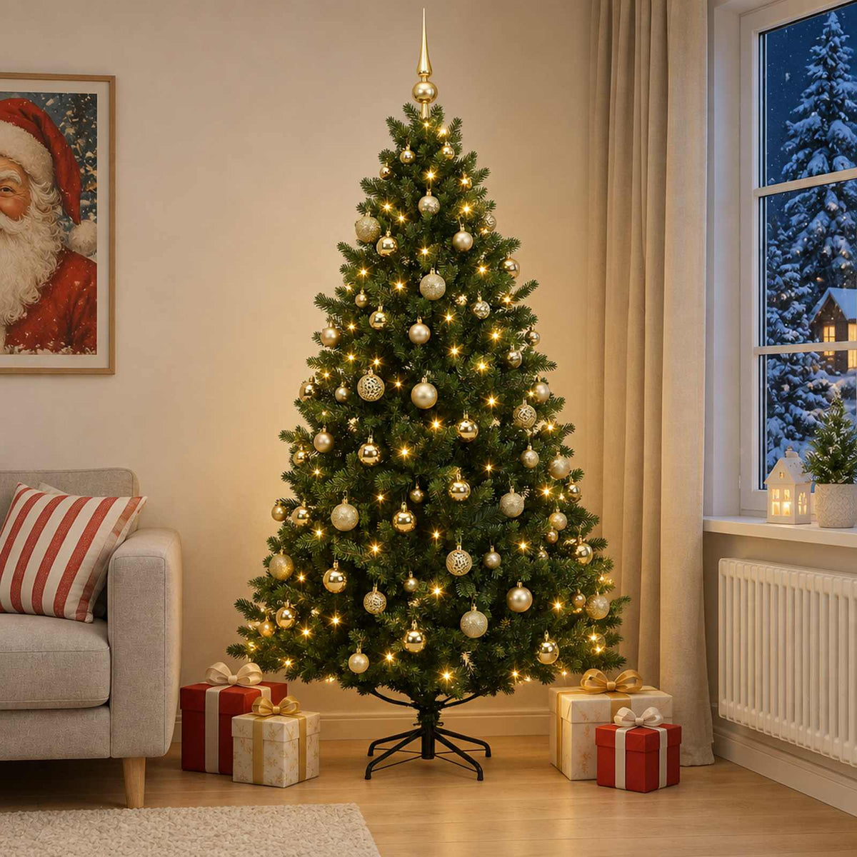 vidaXL Artificial Christmas Tree with Bauble 240 cm 300 LEDs 3
