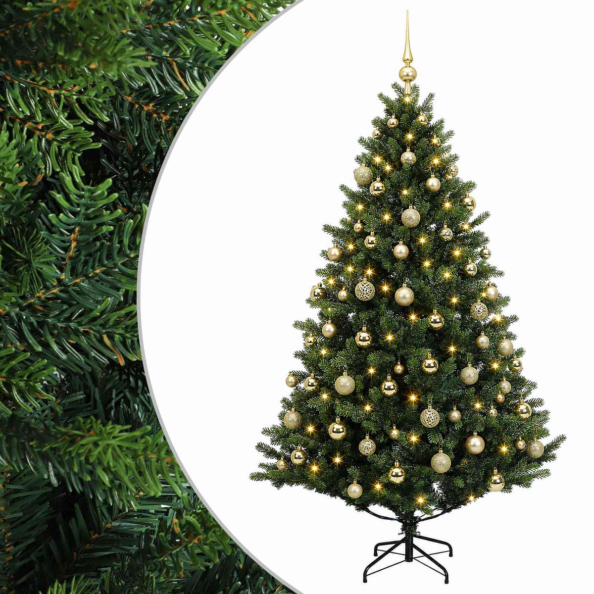 vidaXL Artificial Christmas Tree with Bauble 210 cm 300 LEDs 2