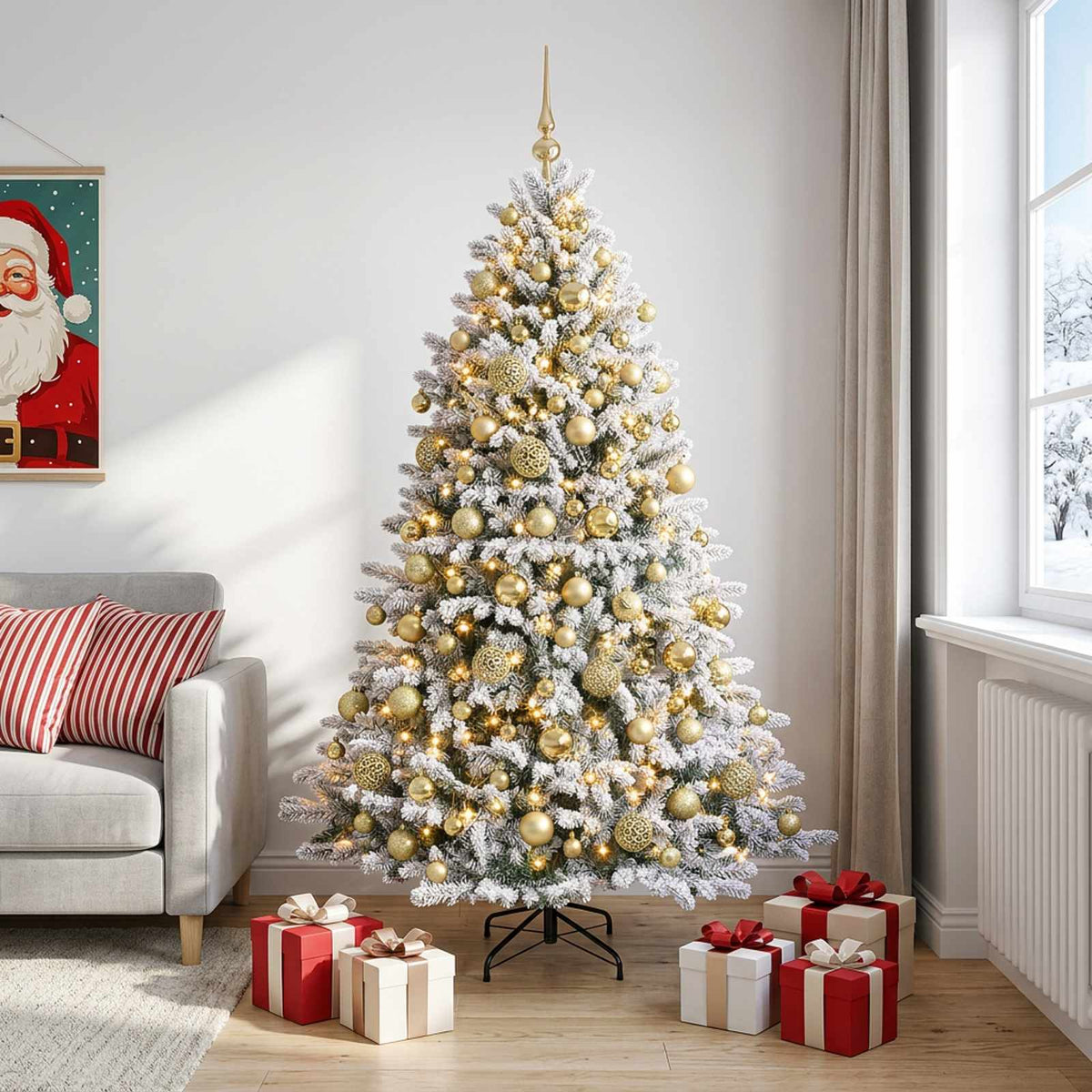 vidaXL Artificial Christmas Tree with Bauble 180 cm 300 LEDs 1
