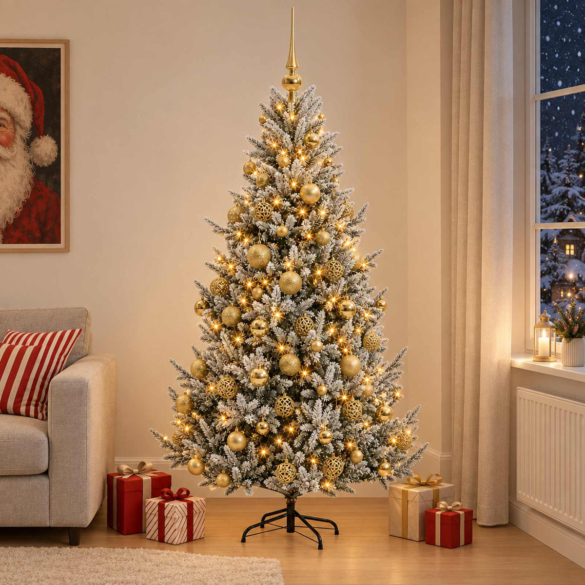 vidaXL Artificial Christmas Tree with Bauble 240 cm 300 LEDs 3