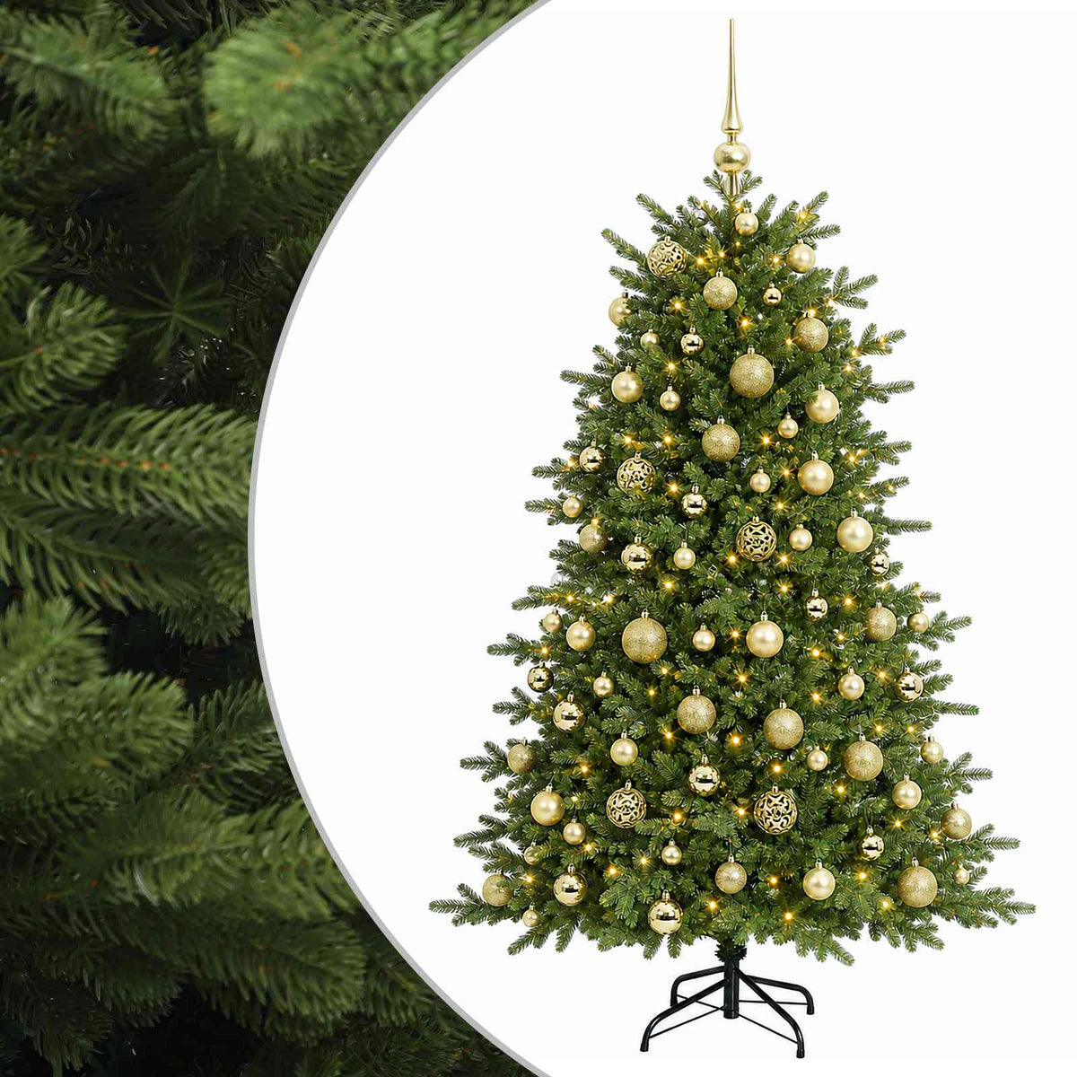 vidaXL Artificial Christmas Tree with Bauble 210 cm 300 LEDs 2