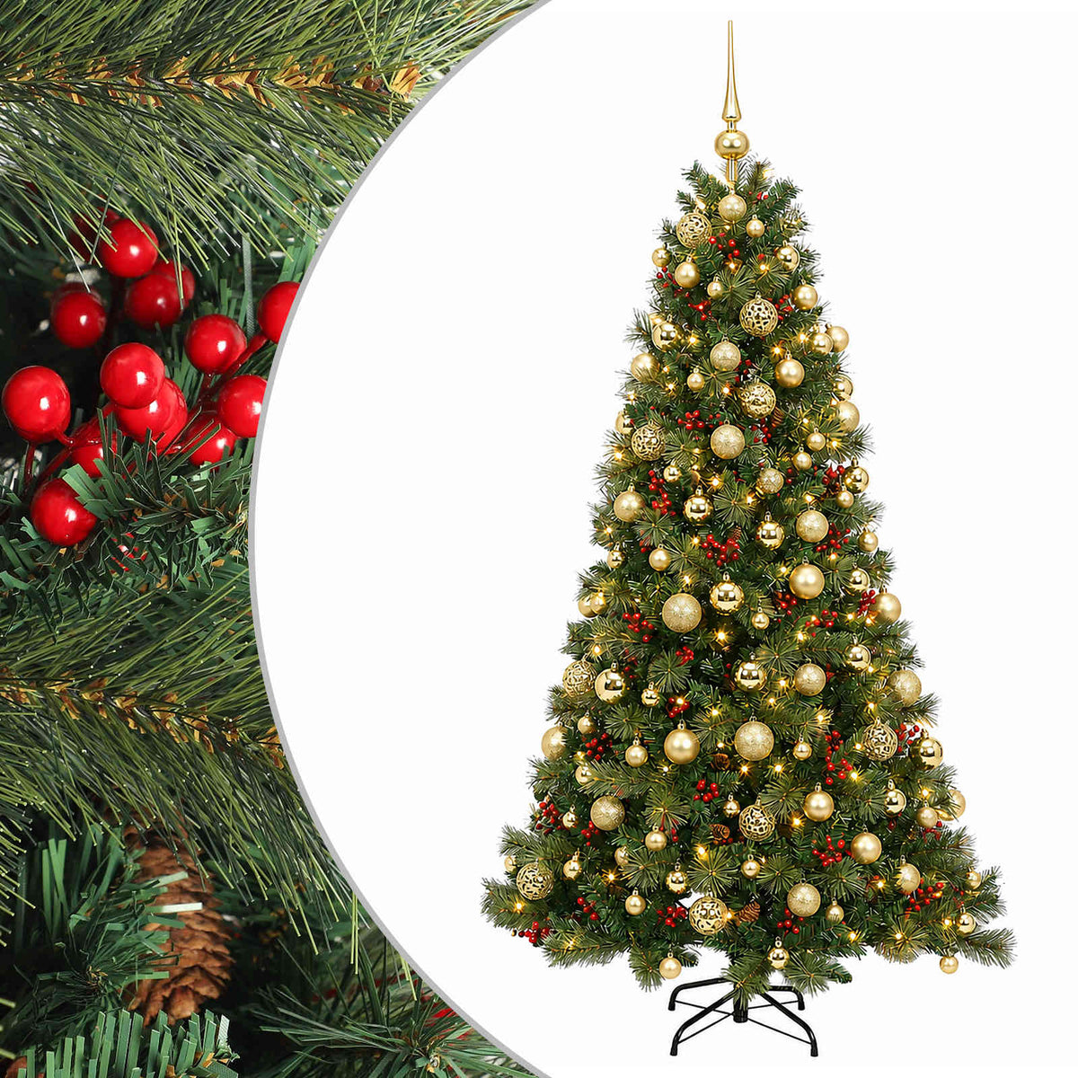 vidaXL Artificial Christmas Tree with Bauble 180 cm 300 LEDs 2