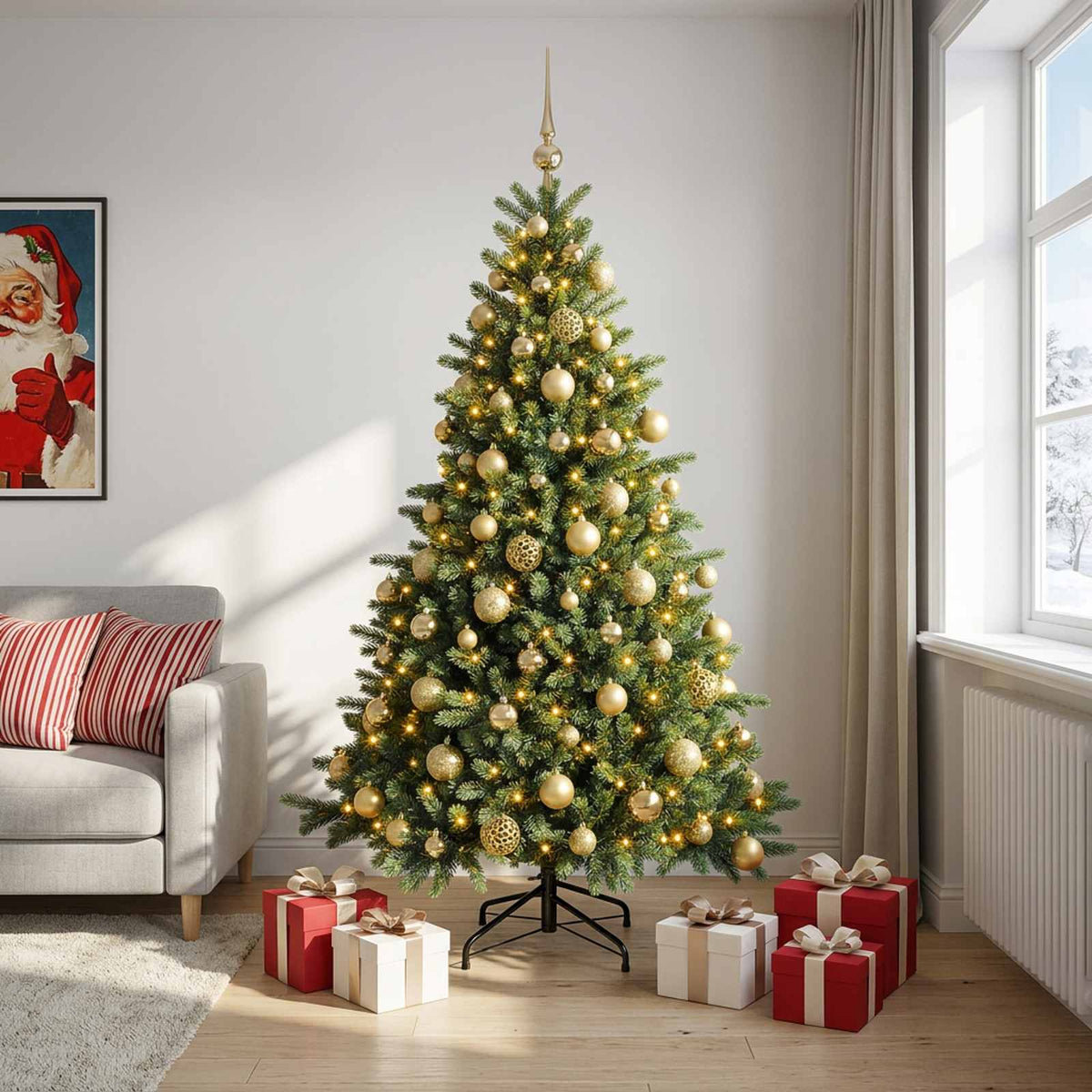 vidaXL Artificial Christmas Tree with Bauble 240 cm 300 LEDs 1