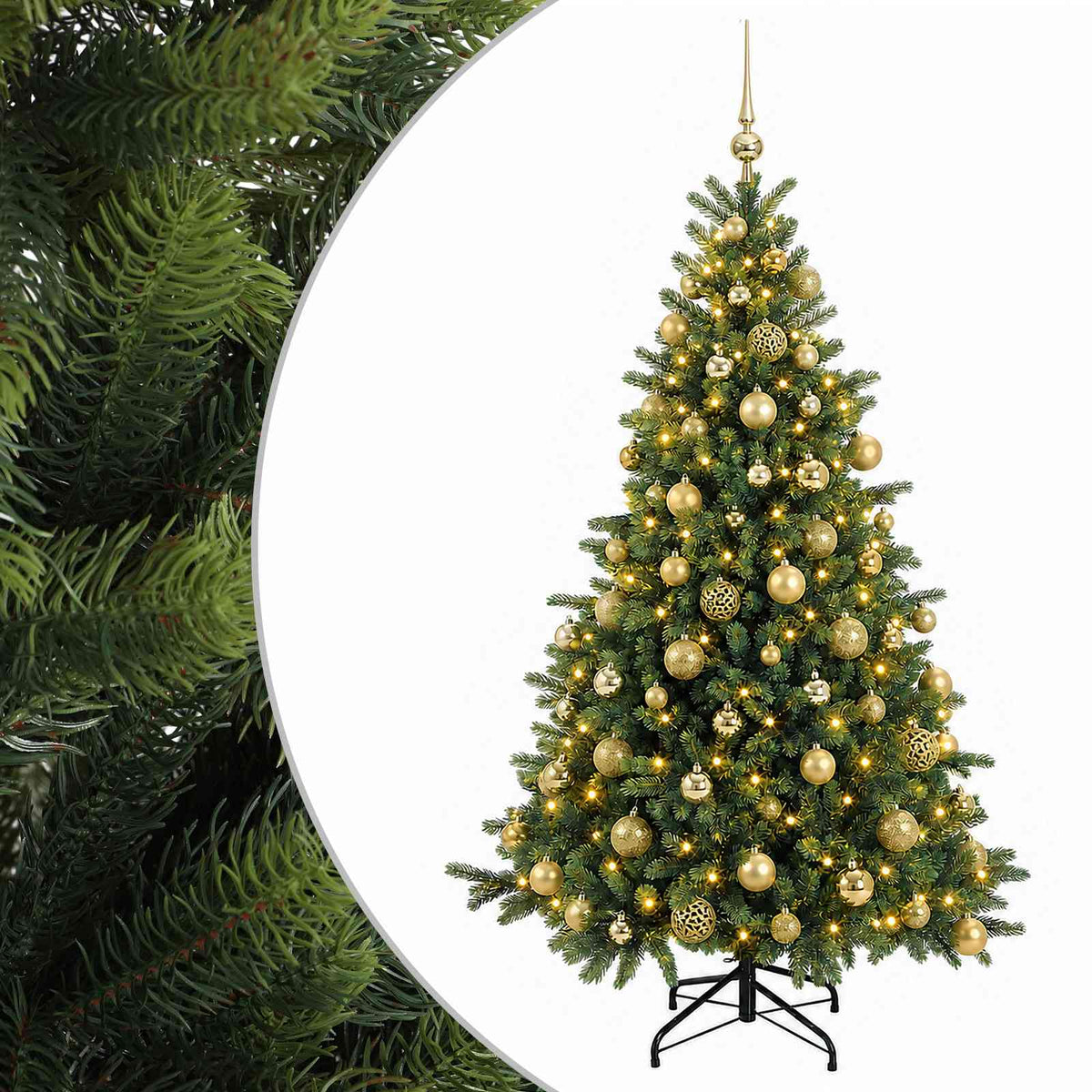 vidaXL Artificial Christmas Tree with Bauble 210 cm 300 LEDs 2