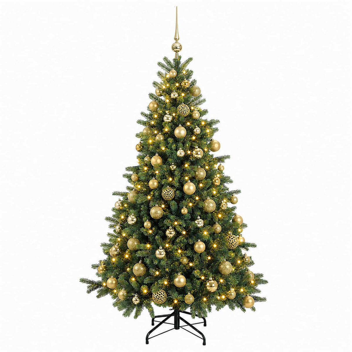 vidaXL Artificial Christmas Tree with Bauble 210 cm 300 LEDs 4
