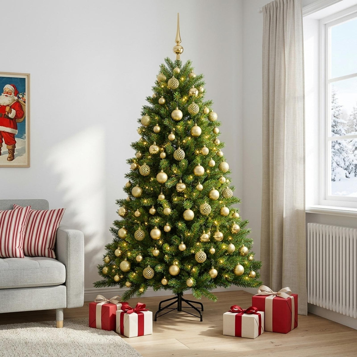 vidaXL Artificial Christmas Tree with Bauble 240 cm 300 LEDs 1