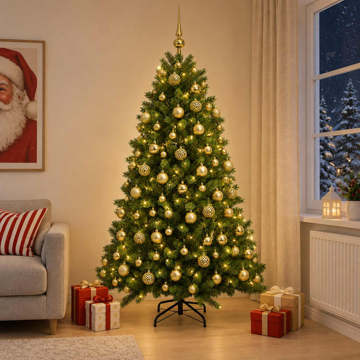 vidaXL Artificial Christmas Tree with Bauble 240 cm 300 LEDs 3
