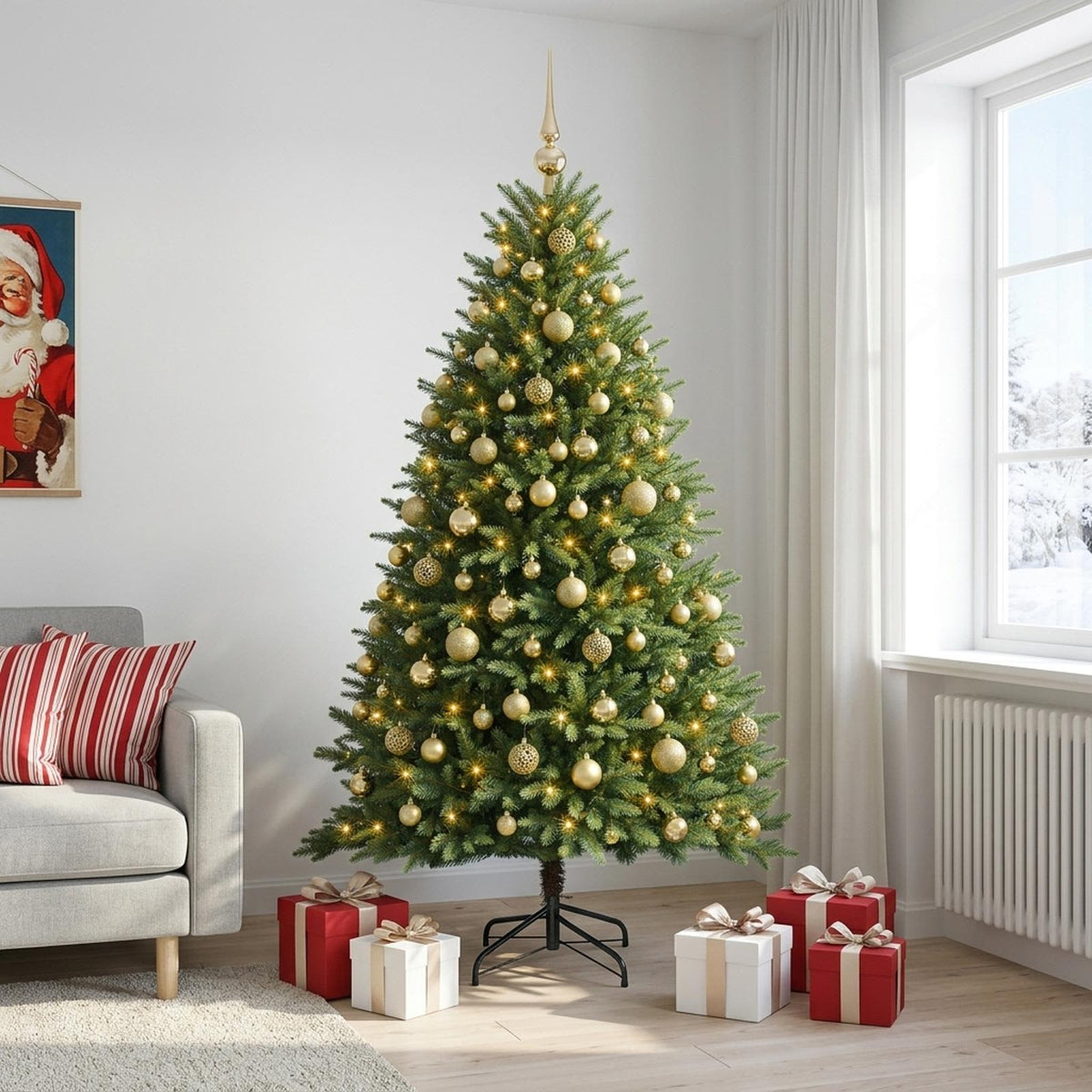 vidaXL Artificial Christmas Tree with Bauble 240 cm 300 LEDs 1