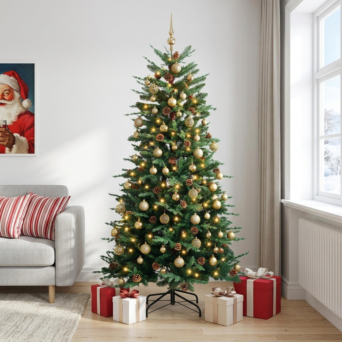 vidaXL Artificial Christmas Tree with Bauble 180 cm 300 LEDs 1