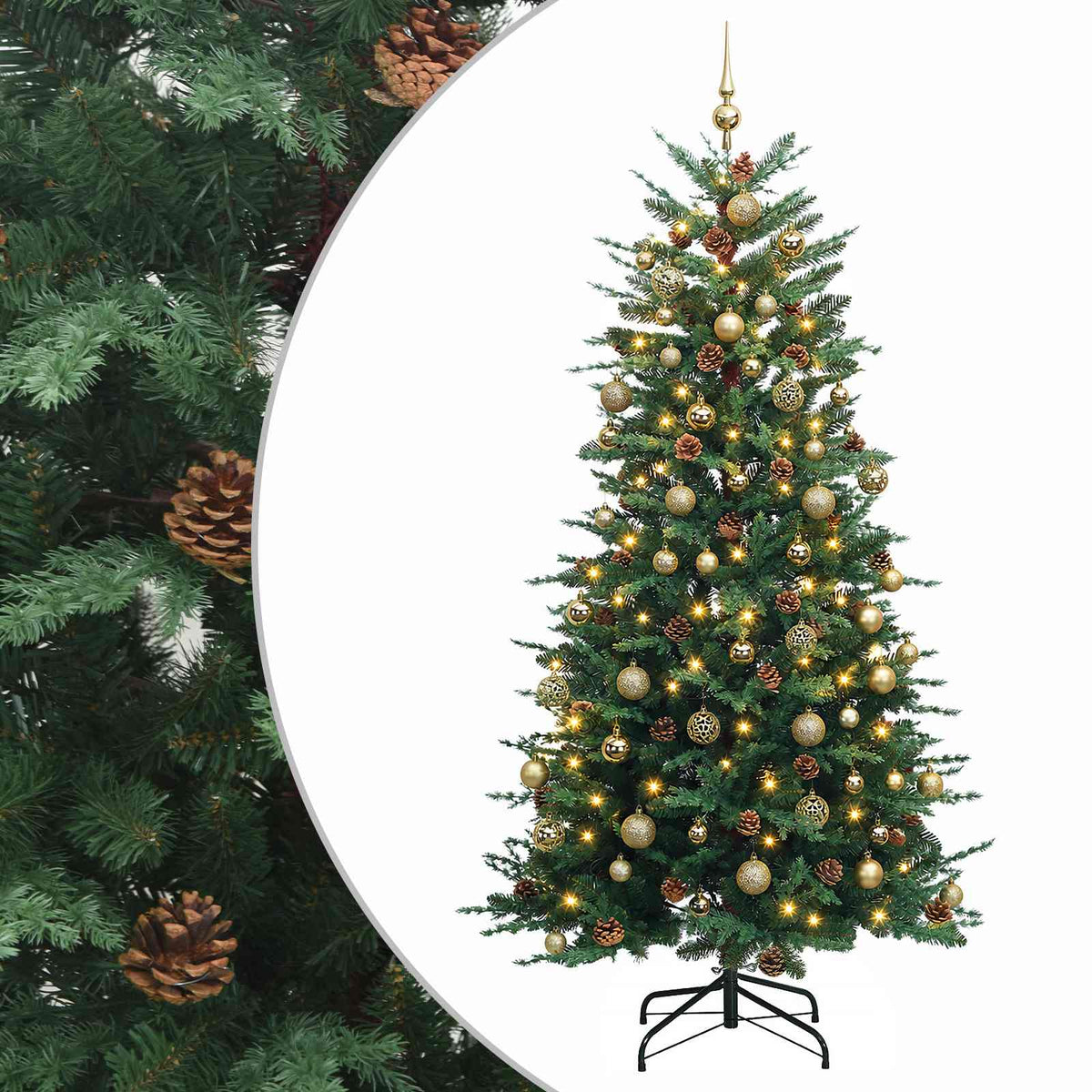 vidaXL Artificial Christmas Tree with Bauble 180 cm 300 LEDs 2