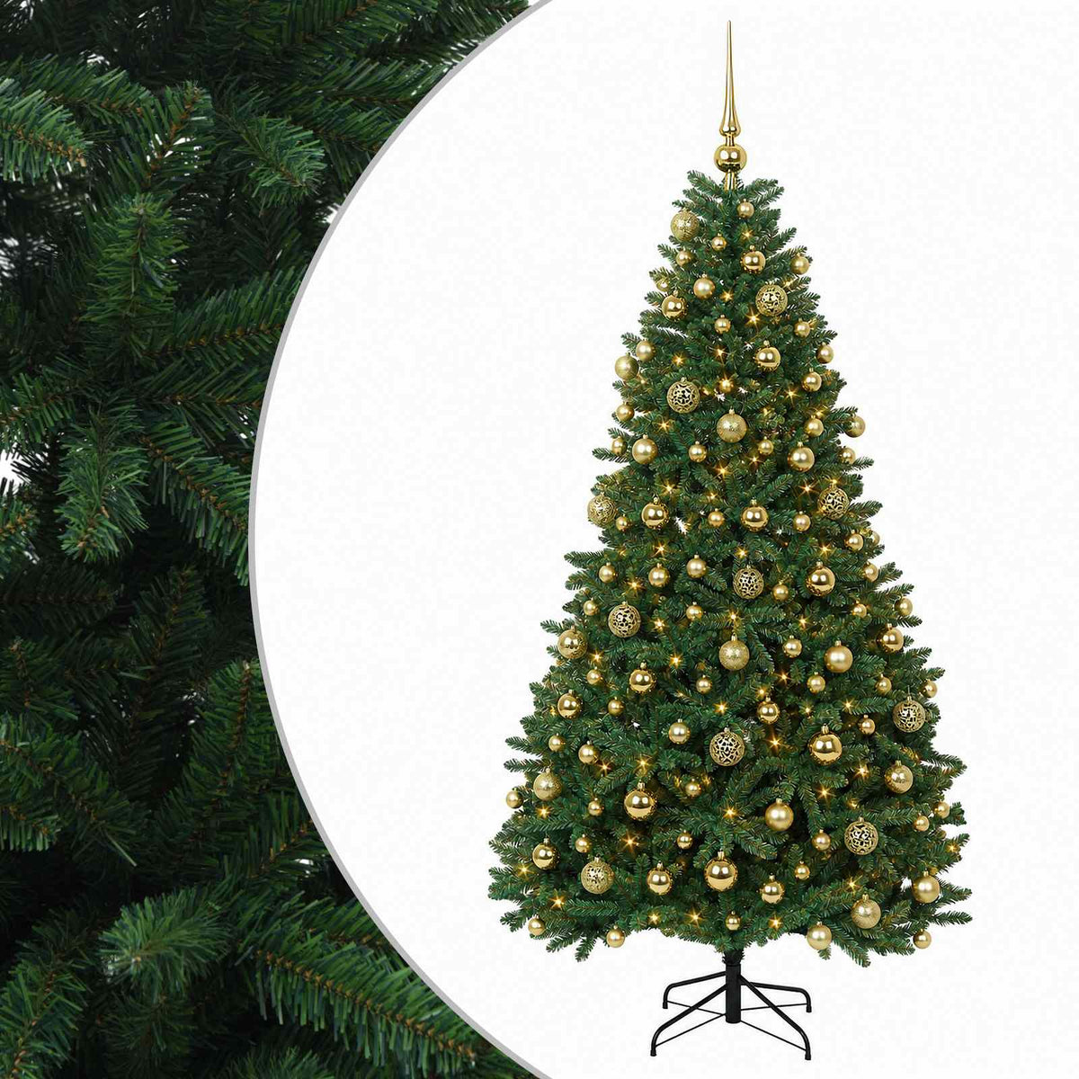 vidaXL Artificial Christmas Tree Mid-green with Bauble 180 cm 300 LEDs 2