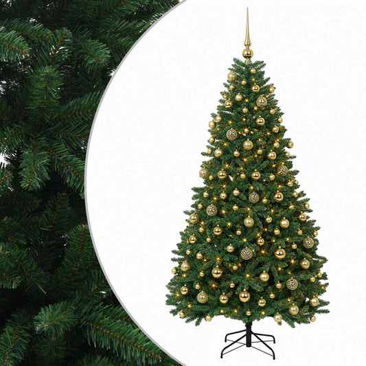 vidaXL Artificial Christmas Tree Mid-green with Bauble 210 cm 300 LEDs 2