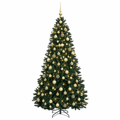 vidaXL Artificial Christmas Tree Dark Green with Bauble 210 cm 4