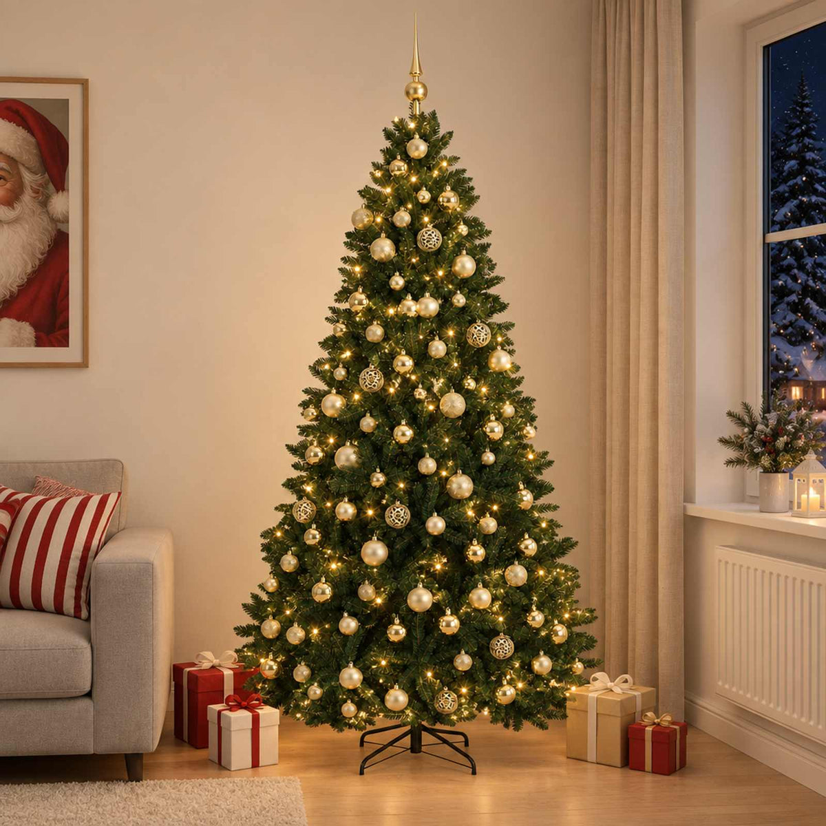 vidaXL Artificial Christmas Tree Dark Green with Bauble 210 cm 1