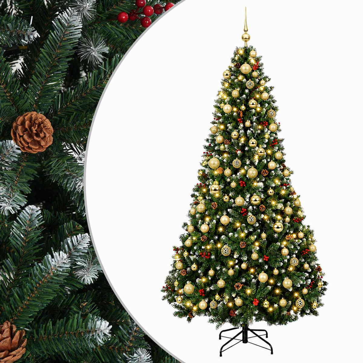 vidaXL Artificial Christmas Tree Green with Bauble 210 cm 300 LEDs 2