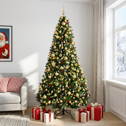 vidaXL Artificial Christmas Tree Green with Bauble 210 cm 300 LEDs 1