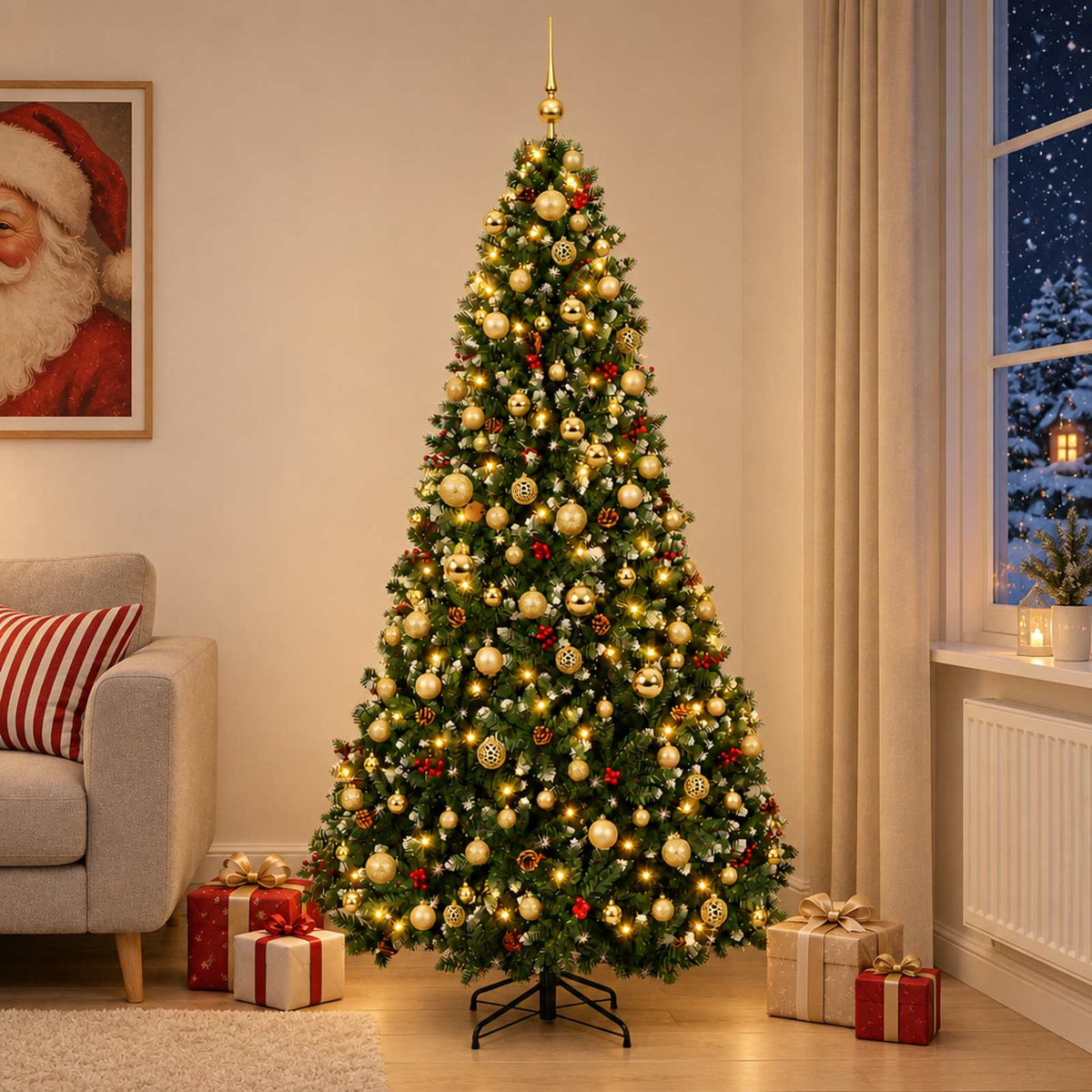 vidaXL Artificial Christmas Tree Green with Bauble 210 cm 300 LEDs 3