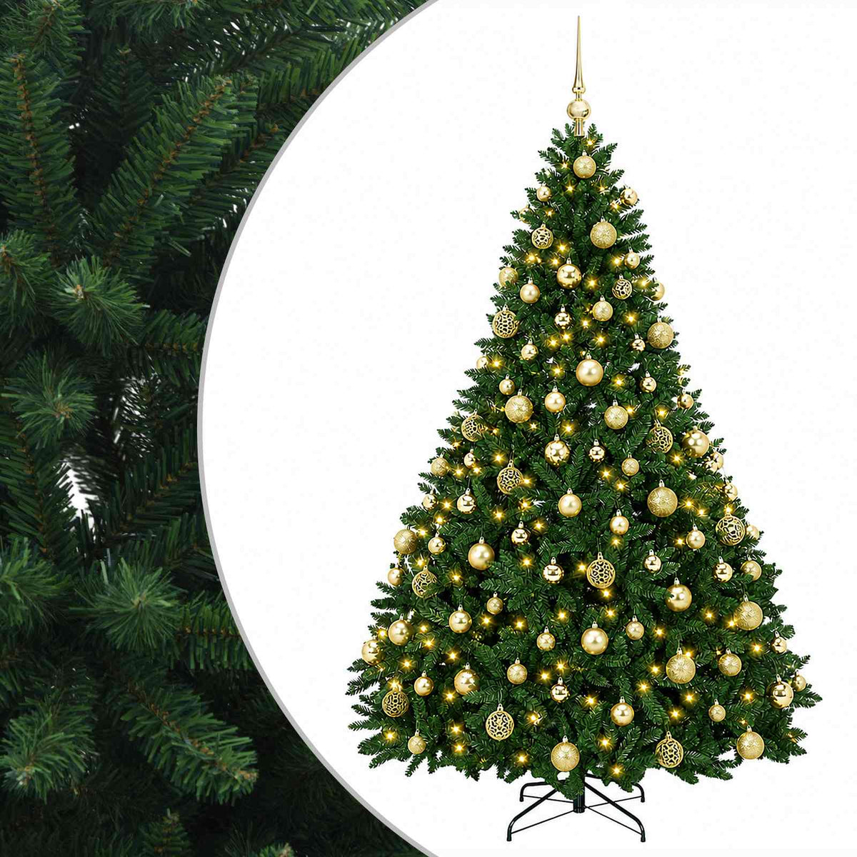 vidaXL Artificial Christmas Tree Mid-green with Bauble 180 cm 300 LEDs 2