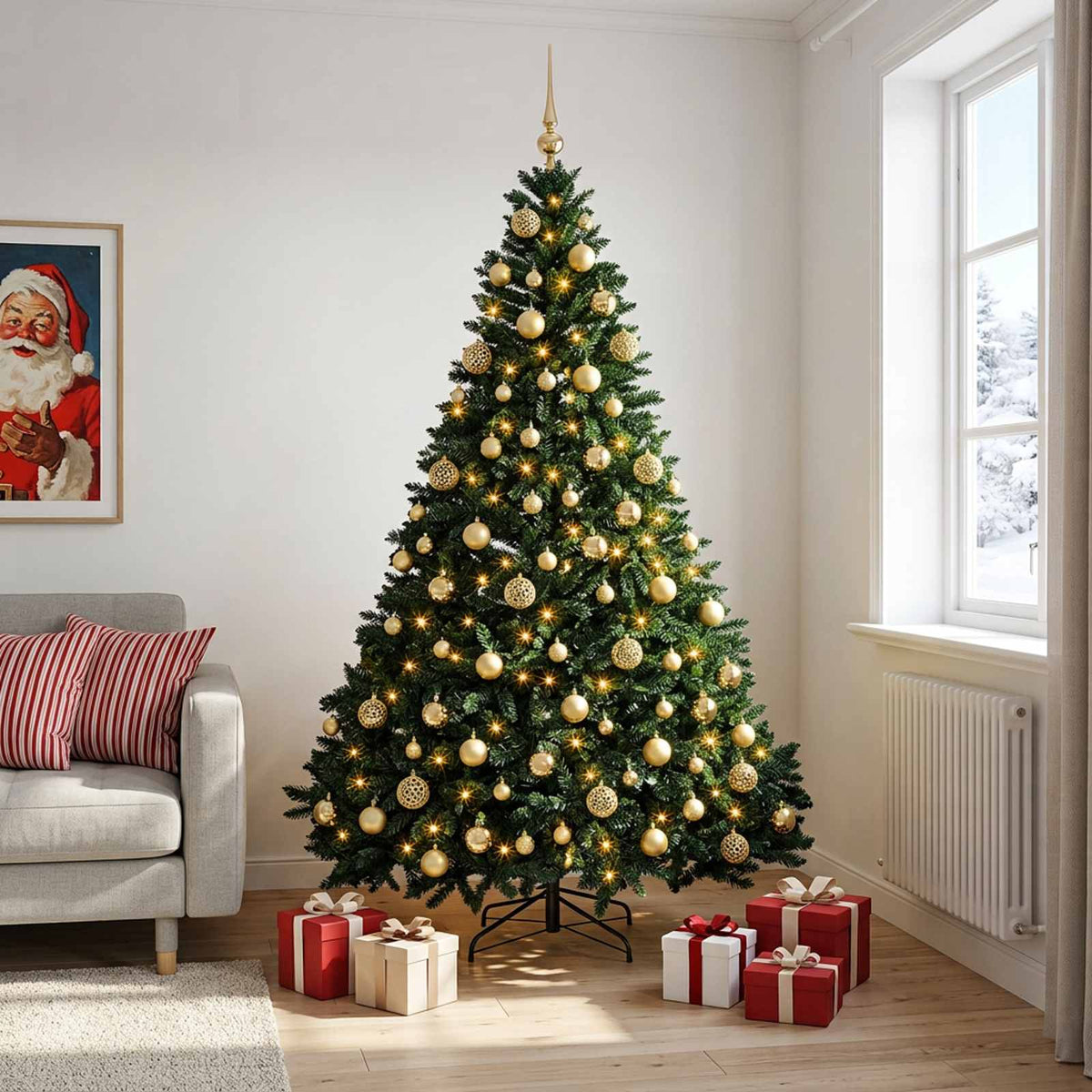 vidaXL Artificial Christmas Tree Dark Green with Bauble 240 cm 3