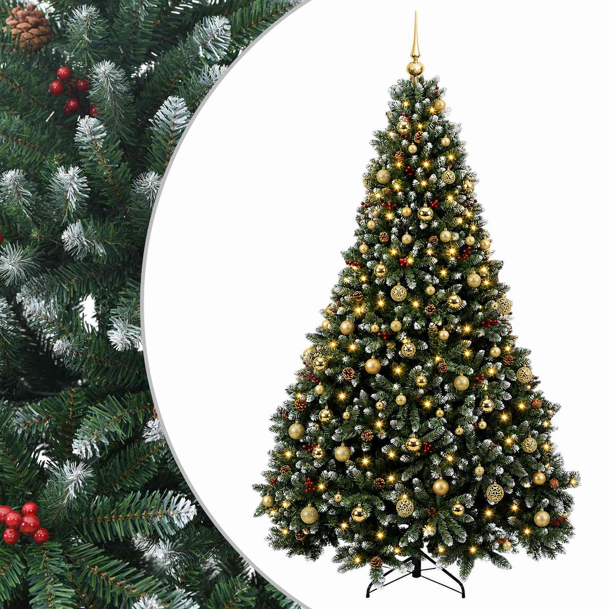 vidaXL Artificial Christmas Tree Green with Bauble 210 cm 300 LEDs 2
