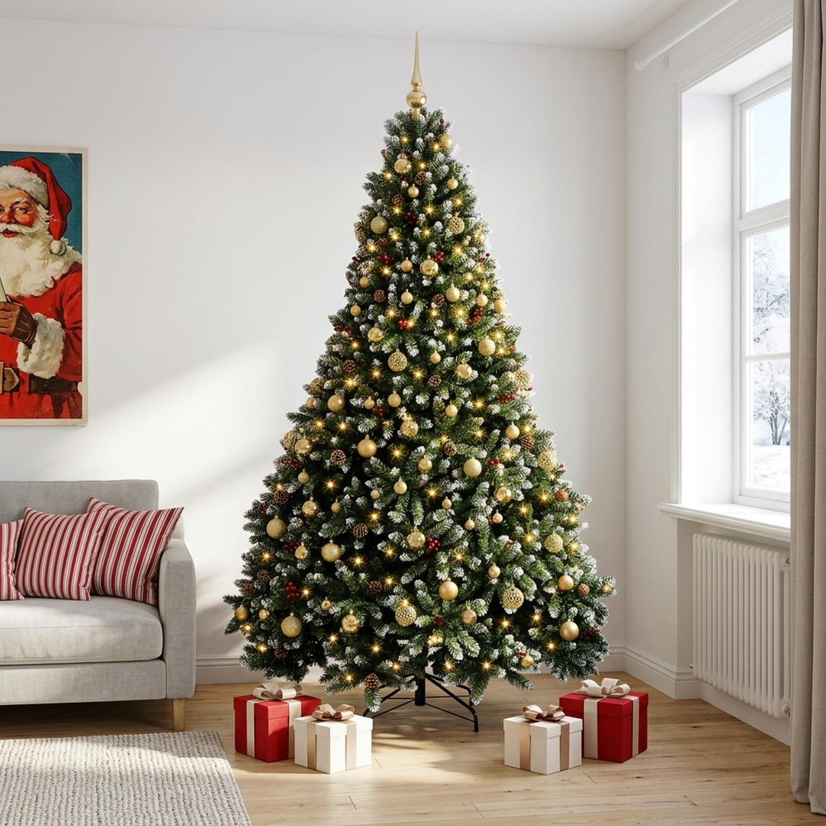 vidaXL Artificial Christmas Tree Green with Bauble 210 cm 300 LEDs 3
