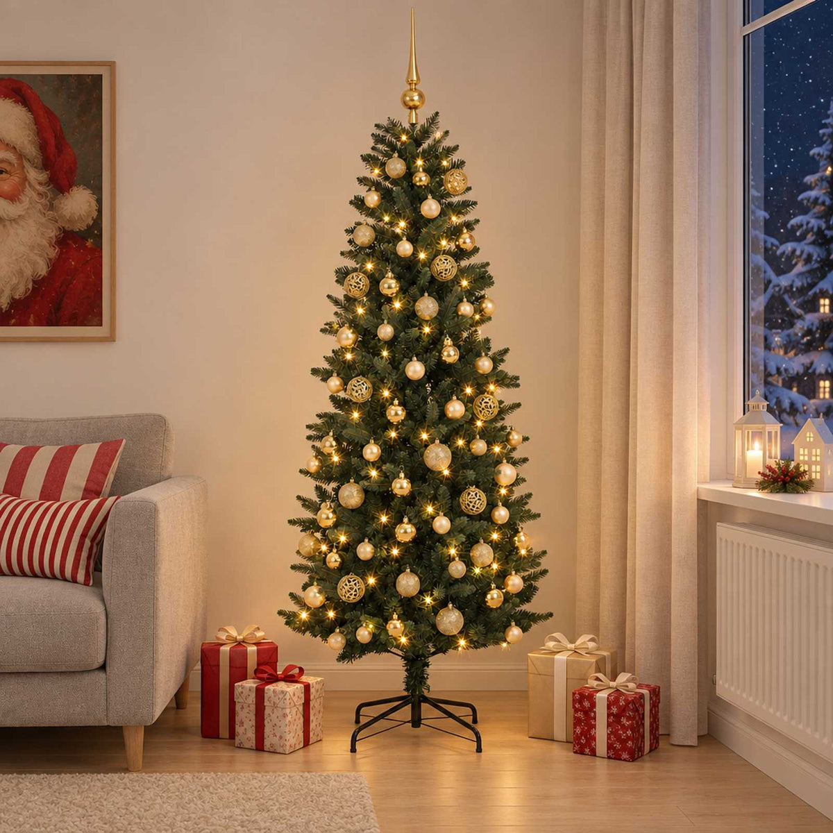 vidaXL Artificial Christmas Tree with Bauble 180 cm 300 LEDs 1