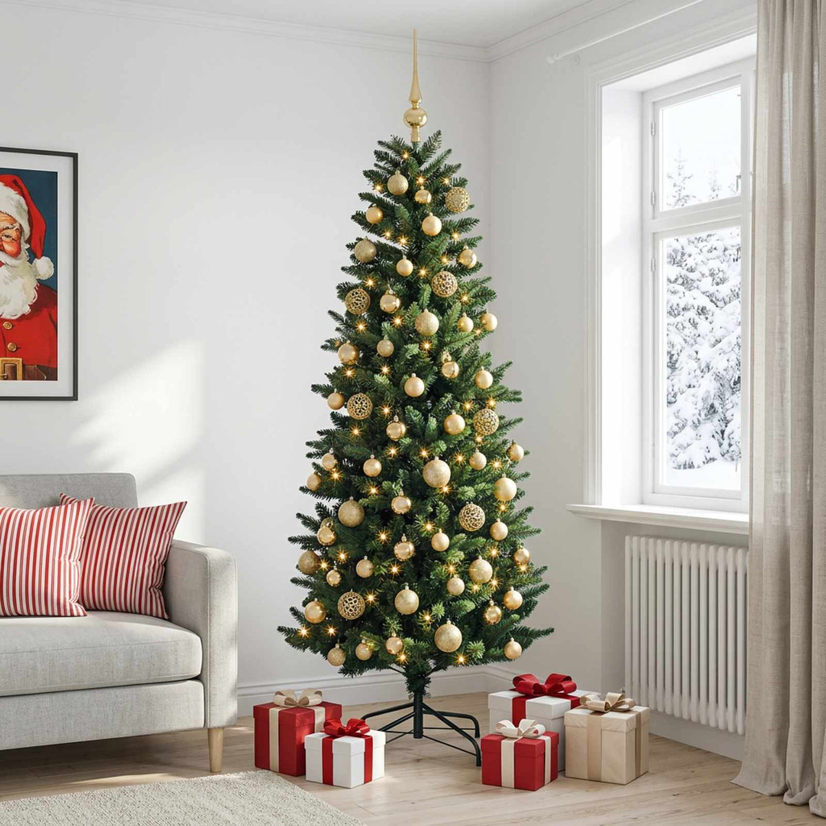 vidaXL Artificial Christmas Tree with Bauble 180 cm 300 LEDs 3