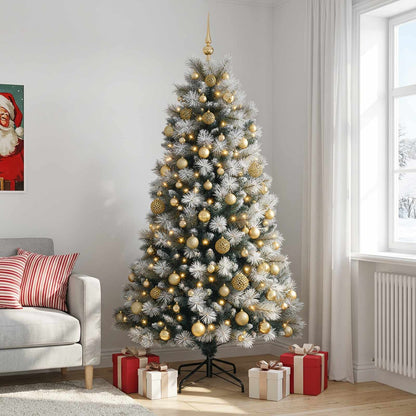 vidaXL Artificial Hinged Christmas Tree with Baubles 210 cm 300 LEDs 3