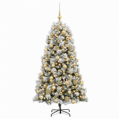 vidaXL Artificial Hinged Christmas Tree with Baubles 210 cm 300 LEDs 4