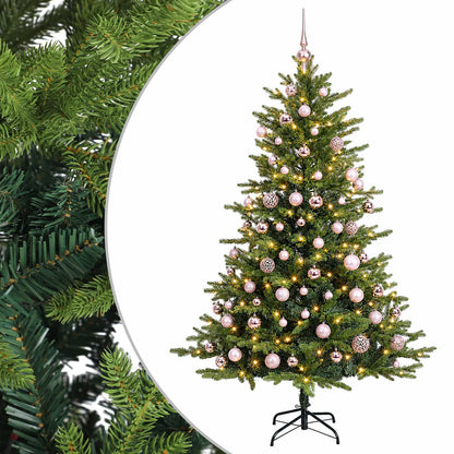 Artificial Christmas Tree with Bauble 300 LEDs Green Height 240 cm with LEDs & pink balls