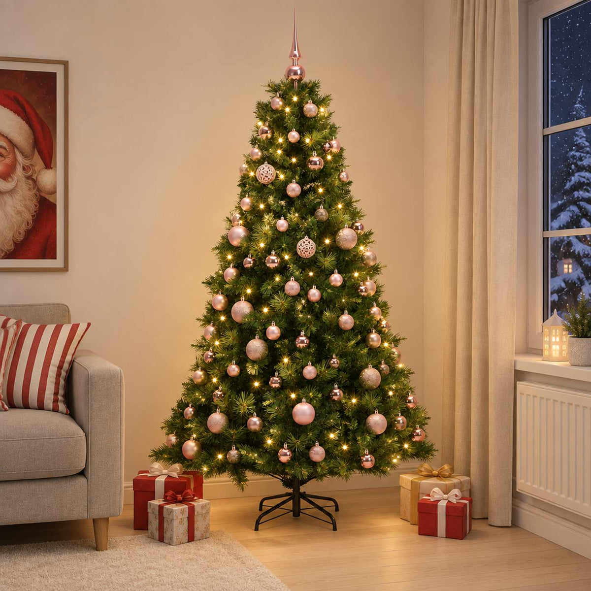 vidaXL Artificial Christmas Tree with Bauble 240 cm 300 LEDs 3
